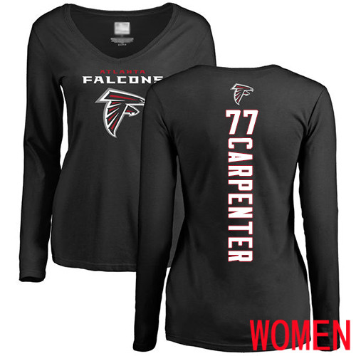 Atlanta Falcons Black Women James Carpenter Backer NFL Football #77 Long Sleeve T Shirt